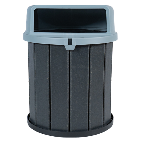 Lixeira Coletora Ecológica Mbs 75L Madeira Plástica Reciclada:Tampa Cinza/Cinza Ébano