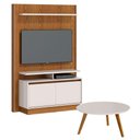Ver imagem 1 de Estante Home Theater Fit 1.2 com Mesa de Centro Classic Redonda Freijó Off White - Imcal