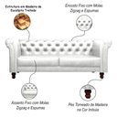 Ver imagem 3 de Sofá Decorativo Sala de Estar Chesterfield 3 Lugares 200cm Couro Branco - Mozzelar