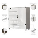Ver imagem 5 de Cômoda Quarto 90cm 8 Gavetas 1 Porta Thales Branco S01 - Mpozenato