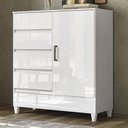 Ver imagem 2 de Cômoda Quarto 90cm 8 Gavetas 1 Porta Thales Branco S01 - Mpozenato