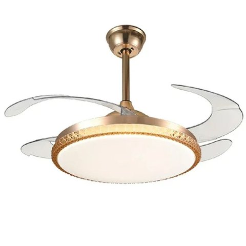 Ventilador de Teto Pa Retratil Grande Luminaria Lampada Led 3 em 1 Controle Casa Sala Quarto Ambient