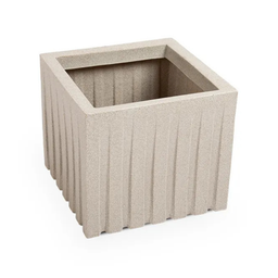 Vaso Decorativo Polietileno Ripado 33cm Quadrado Branco Marmore - 1