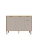 Ver imagem 2 de Balcão com Tampo 3 Portas 2 Gavetas MDF 120cm Colors Cinza/Freijó/Níquel