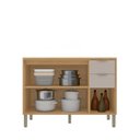 Ver imagem 5 de Balcão com Tampo 3 Portas 2 Gavetas MDF 120cm Colors Cinza/Freijó/Níquel