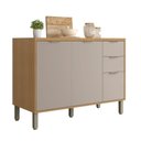 Ver imagem 1 de Balcão com Tampo 3 Portas 2 Gavetas MDF 120cm Colors Cinza/Freijó/Níquel