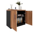 Ver imagem 7 de Armário Baixo Escritório 80cm x 45cm com 2 Portas e Chave F5 Office Marrom/Nogal/Preto