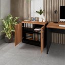 Ver imagem 2 de Armário Baixo Escritório 80cm x 45cm com 2 Portas e Chave F5 Office Marrom/Nogal/Preto
