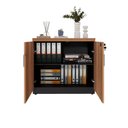 Ver imagem 6 de Armário Baixo Escritório 80cm x 45cm com 2 Portas e Chave F5 Office Marrom/Nogal/Preto