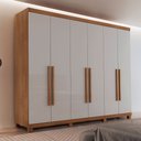 Ver imagem 1 de Guarda Roupa Casal Maya 100 Mdf 6 Portas e 6 Gavetas com Pés Moderna Mobília