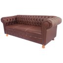 Ver imagem 2 de Sofá Chesterfield Luiz XV 2,30 c. Ecológico Marrom sala de estar/recepção/ barbearia
