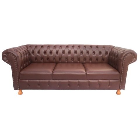Sofá Chesterfield Luiz XV 2,30 c. Ecológico Marrom sala de estar/recepção/ barbearia