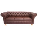 Ver imagem 4 de Sofá Chesterfield Luiz XV 2,30 c. Ecológico Marrom sala de estar/recepção/ barbearia