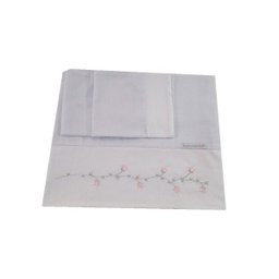 Lençol de Berço 3 peças Ramo de Flor Rosa - 1