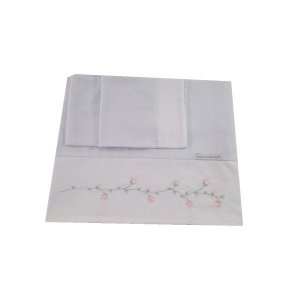Lençol de Berço 3 peças Ramo de Flor Rosa
