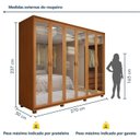 Ver imagem 3 de Guarda-Roupa Casal 6 Portas de Vidro Reflecta com LED 270cm Marrom Amêndoa