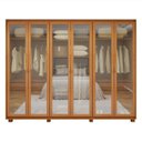 Ver imagem 2 de Guarda-Roupa Casal 6 Portas de Vidro Reflecta com LED 270cm Marrom Amêndoa