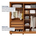 Ver mais imagens de Guarda-Roupa Casal 6 Portas de Vidro Reflecta com LED 270cm Marrom Amêndoa
