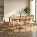 Ver imagem 2 de Mesa de Jantar Andaluz com 6 Cadeiras Linho Bege 180cm