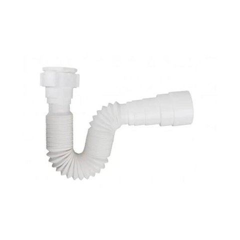 Sifão Plástico Sanfonado Universal Branco 72cm - Plasbohn