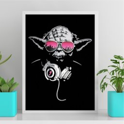 Quadro Dj Yoda - Óculos Rosa 45x34cm - com Vidro:moldura Branca - 2 Quadro Dj Yoda - Óculos Rosa 45x34cm - com Vidro:moldura Branca - 2
