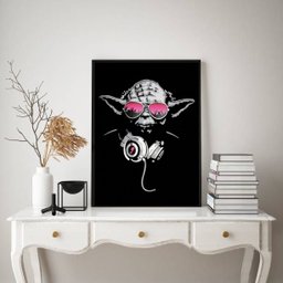Quadro Dj Yoda - Óculos Rosa 45x34cm - com Vidro:moldura Branca - 1 Quadro Dj Yoda - Óculos Rosa 45x34cm - com Vidro:moldura Branca - 1
