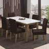 Conjunto de Mesa Sala de Jantar Miami com 6 Cadeiras Trieste Suede 1,60m Cedro/off White/chocolate - 2