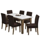 Ver imagem 1 de Conjunto de Mesa Sala de Jantar Miami com 6 Cadeiras Trieste Suede 1,60m Cedro/off White/chocolate