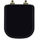 Ver imagem 1 de Assento Sanitário Poliéster Soft Close Quadra Preto para Vaso Deca com Ferragem Dourada