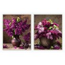 Ver imagem 1 de kit com 2 Quadros Decorativos Florais com Moldura e Vidro para Sala Quarto Escritório e Clínica 62x7