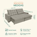 Ver imagem 3 de Sofá Retrátil e Reclinável 3,10 Molas Ensacadas Pillow Top Veludo Califórnia Bege | Camurça