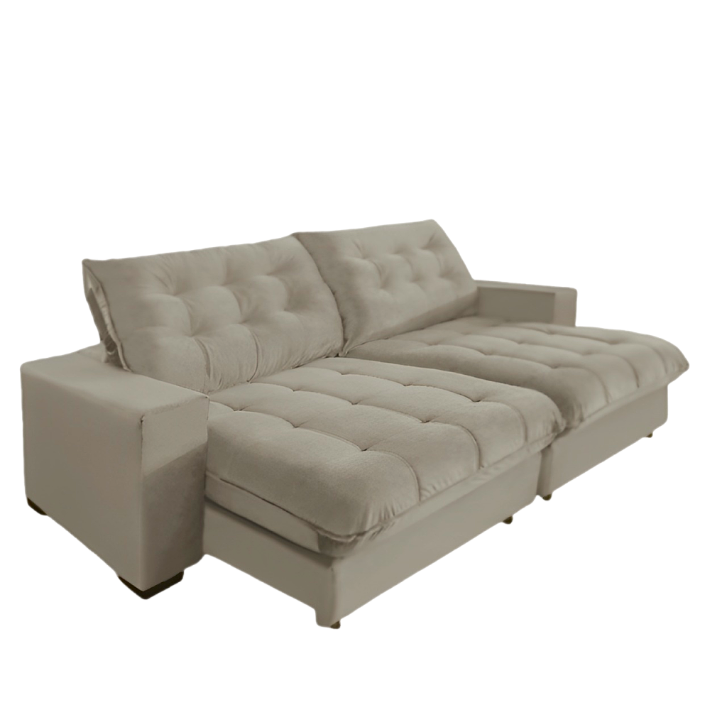 Sofá Califórnia Molas Ensacadas e Pillow Top 3,10 Veludo Bege/camurça - Sofá Casa