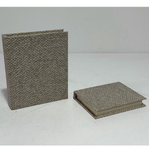 Jogo 2 Peças Caixa Livro Decorativa de Linho Bege 5.0x25.0x30.0cm Organizadora