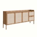 Ver imagem 2 de Buffet Retrô com Tela Sintética 3 Portas e 2 Gavetas 183cm Cor:hanover com Roble