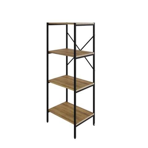 Estante C/04 Prateleiras 118x45x33cm Tub Tueh1144 Lâmina Mel - Est.preta Lâmina Mel / Est.preta