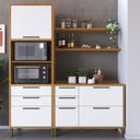 Ver imagem 3 de Armário de Cozinha com Balcão e Tampo 4 Portas 5 Gavetas Pérola 100% Mdf Vidro Reflecta Amêndoa/bran