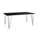 Ver imagem 4 de Conjunto de Mesa de Ferro Cobre Tampo Preto 135x75 6 Cadeiras Cobre Assento Preto