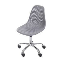 Cadeira Giratória Eames Colmeia Polipropileno Cinza Base Rodizio Cromada - 1