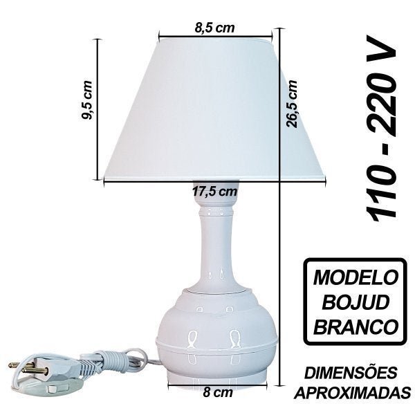 Abajur Infantil Bojudinho Menina Menino Luminária para Quarto de Bebê - Cor Branco - 2