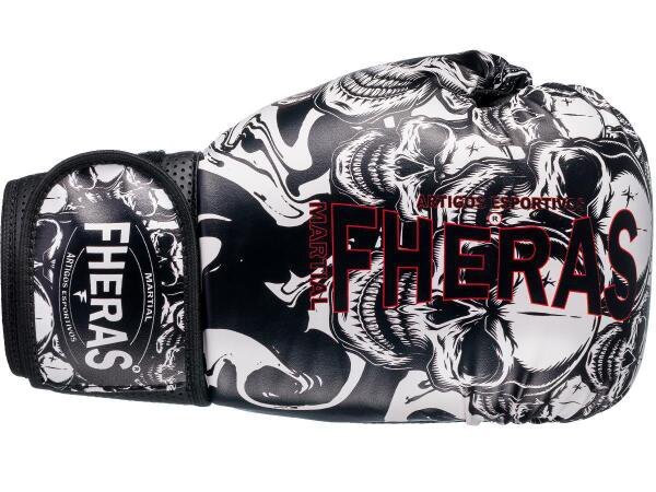 Kit Muay Thai Luva Bandagem Caneleira Bucal Caveira Pro 10Oz - 3