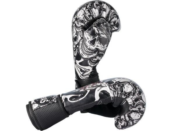 Kit Muay Thai Luva Bandagem Caneleira Bucal Caveira Pro 10Oz - 5