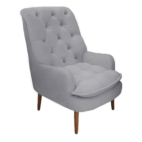 Poltrona Decorativa Lillian Suede Cinza - Dominic Decor