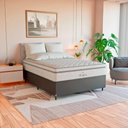 Ver imagem 3 de Cama Box Viúva Couro Preto + Colchão Paris Molas Branco Couro Preto/branco