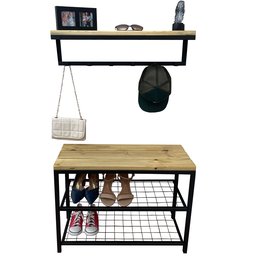 Kit Sapateira Sd 5001 Preta + Cabideiro 5005 Preto - 2