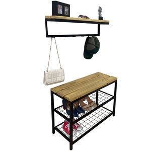 Kit Sapateira Sd 5001 Preta + Cabideiro 5005 Preto