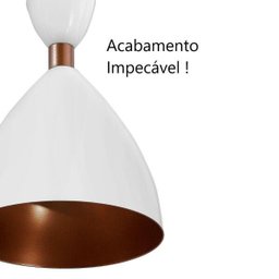 Lustre Pendente Moderno Tendência Califórnia Branco E Cobre - 2 Lustre Pendente Moderno Tendência Califórnia Branco E Cobre - 2