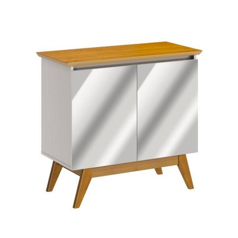 Buffet Classic 2 Portas Off-White com Nature e Espelho