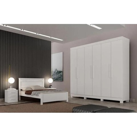 Guarda Roupa Canadá 6 Pts 100% Mdf Branco - Leifer