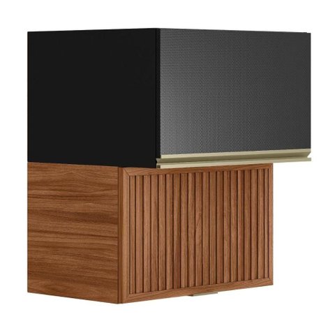 Armário Aéreo Proença 60cm Basculante 1 Porta Mdf e 1 Porta Ripada Nogueira Touch-carbono Prime