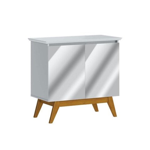 Buffet Classic 2 Portas Branco Acetinado e Espelho